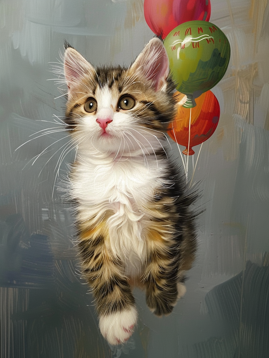 Whisked Whiskers - Momo & Sasa Custom Pet Portrait - Pet Balloon Art