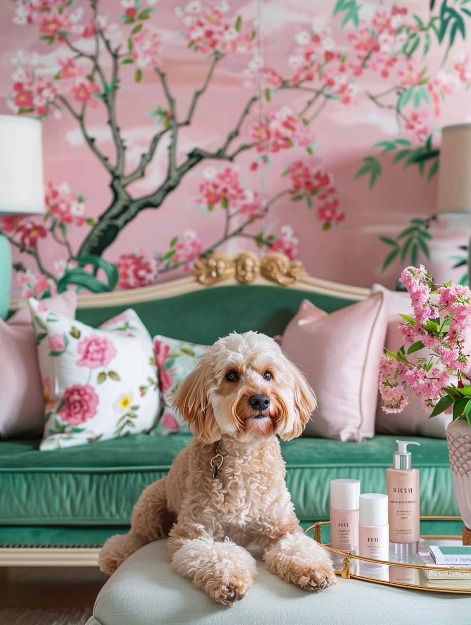 Paws & Petals - Momo & Sasa Custom Pet Portrait - Pet in Chinoiserie Style