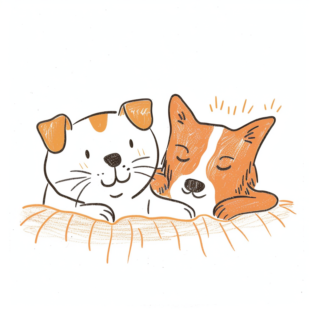 Snuggle Sketches - Momo & Sasa Custom Pet Portrait - Pet Doodle Art