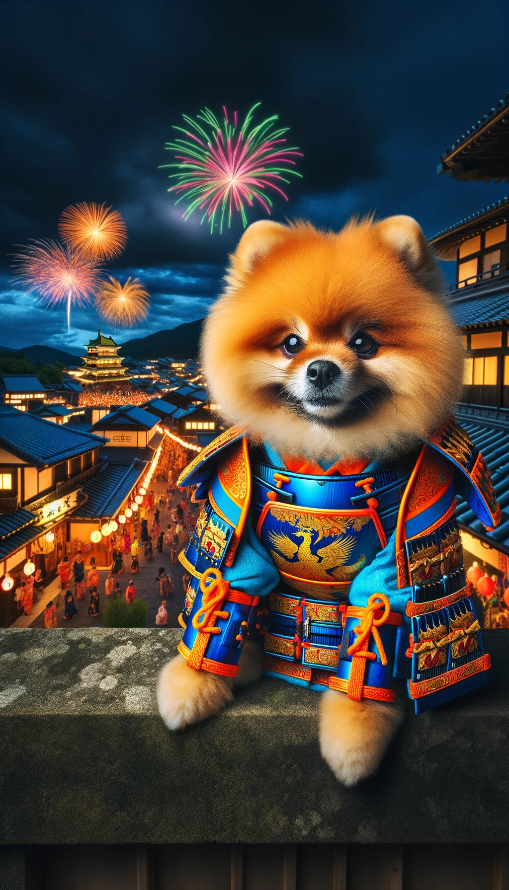 Samurai Spirit - Momo & Sasa Custom Pet Portrait - Pet In Samurai