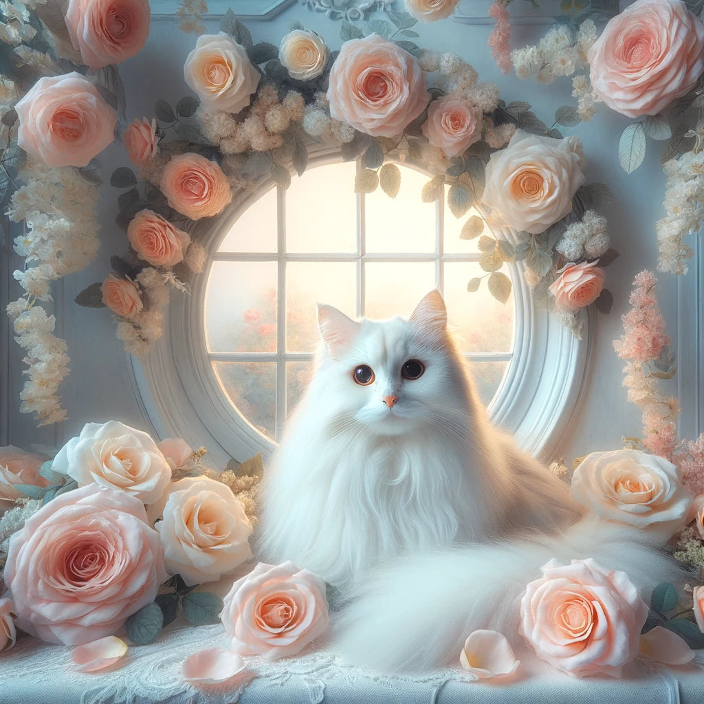 Blossom Boudoir - Momo & Sasa Custom Pet Portrait - Pet Floral Scene