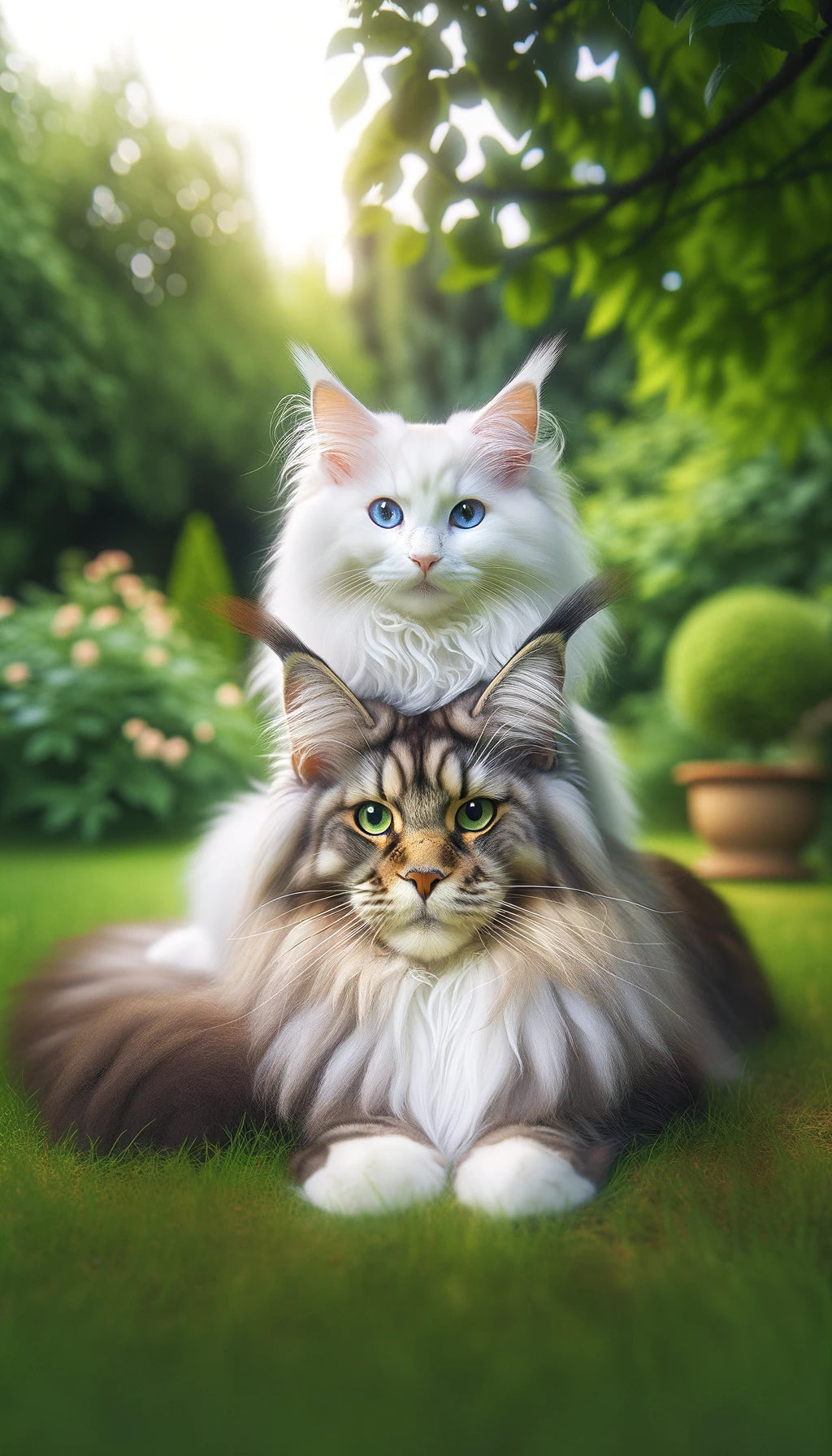 Tails & Towers - Momo & Sasa Custom Pet Portrait - Pet Stacking