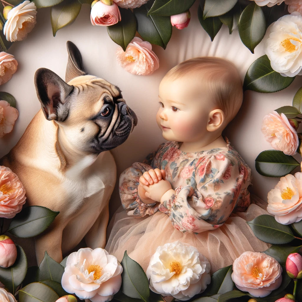 Camellia Companions - Momo & Sasa Custom Pet Portrait - Pet & Camellias