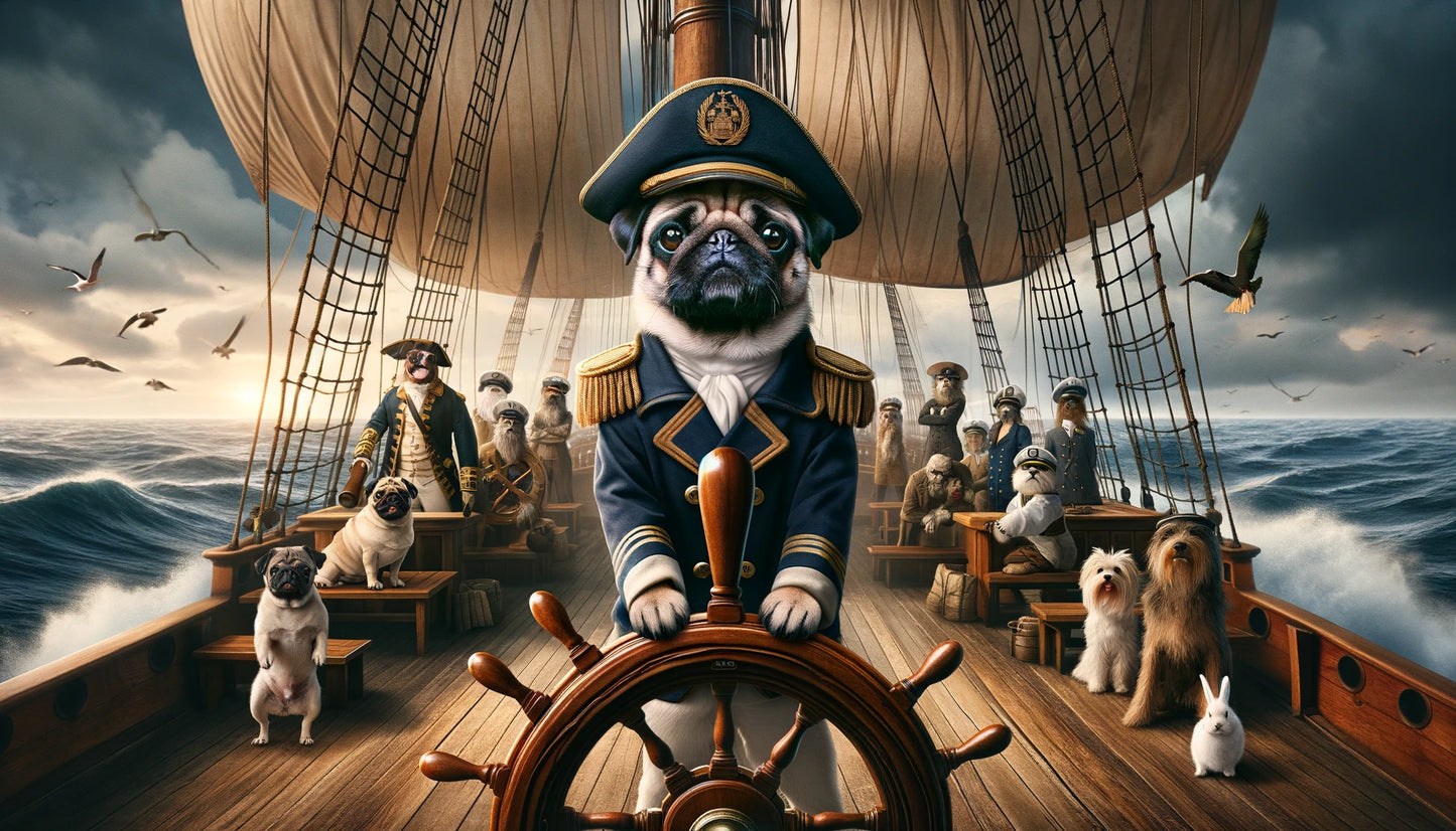 Nautical Tails - Momo & Sasa Custom Pet Portrait - Pet Captain