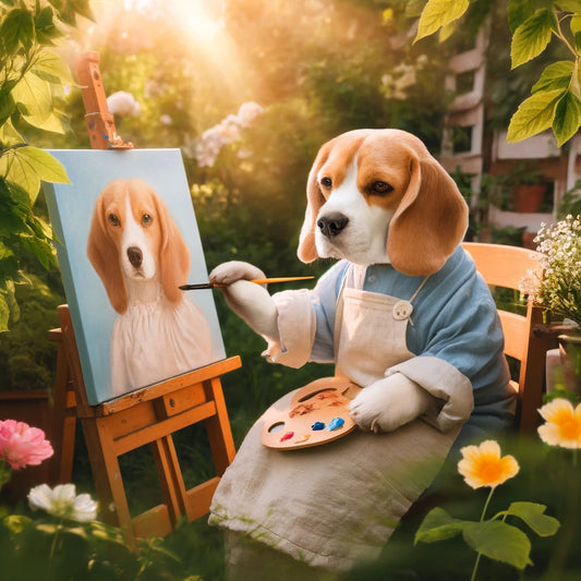 Tail-Wagging Masterpieces - Momo & Sasa Custom Pet Portrait - Pet Self-Portrait