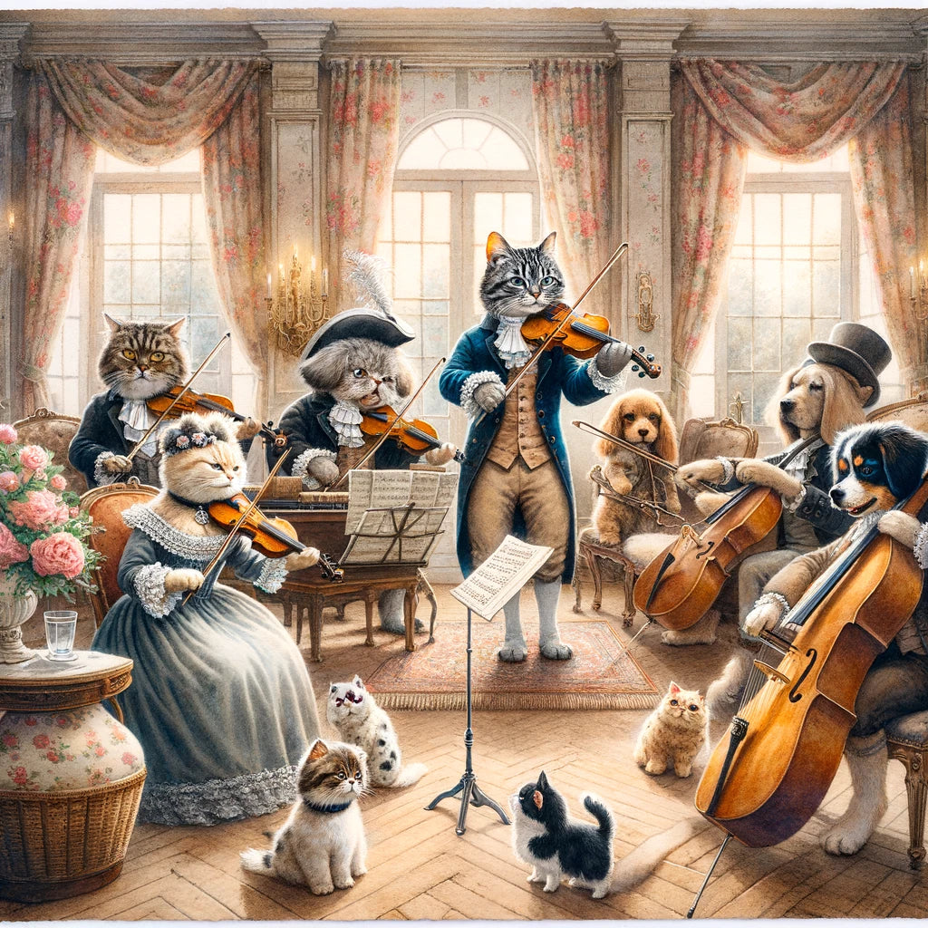 Melodic Mews - Momo & Sasa Custom Pet Portrait - Pet Musician