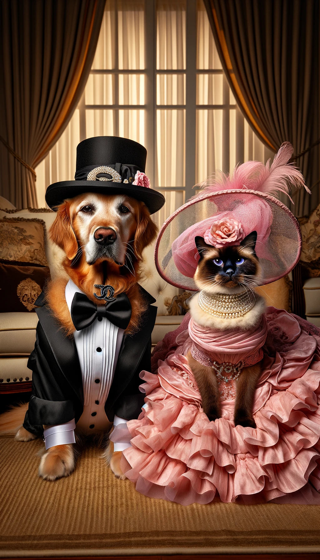 Perfect Pairs - Momo & Sasa Custom Pet Portrait - Pet Couple