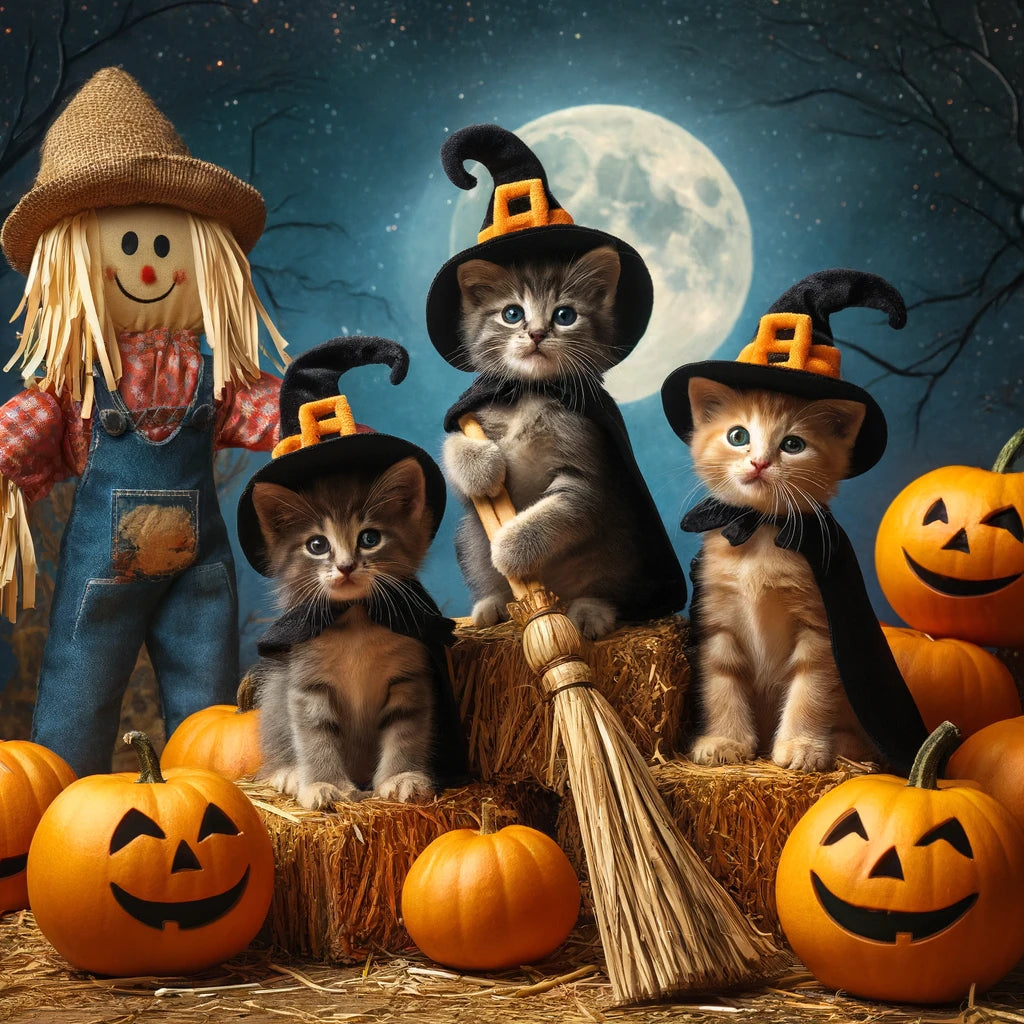 Pumpkin Purrade - Momo & Sasa Custom Pet Portrait - Pet Halloween