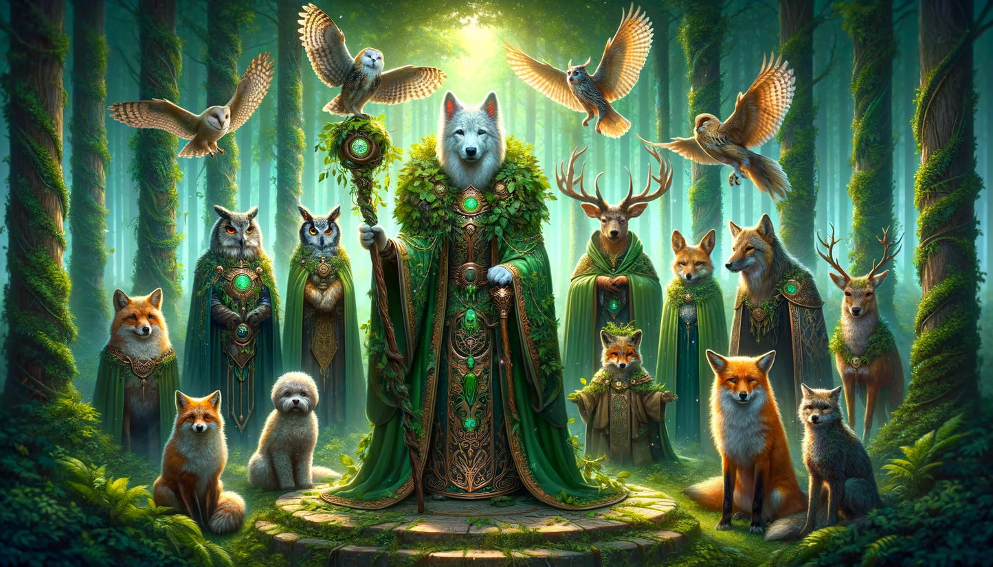 Enchanted Guardians - Momo & Sasa Custom Pet Portrait - Pet Forest King