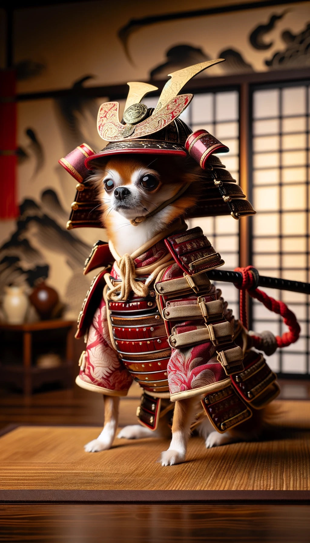 Samurai Spirit - Momo & Sasa Custom Pet Portrait - Pet In Samurai