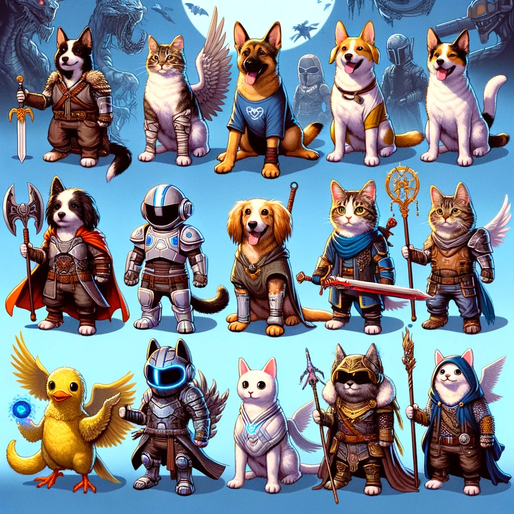 Game-On - Momo & Sasa Custom Pet Portrait - Pet Gaming Avatar