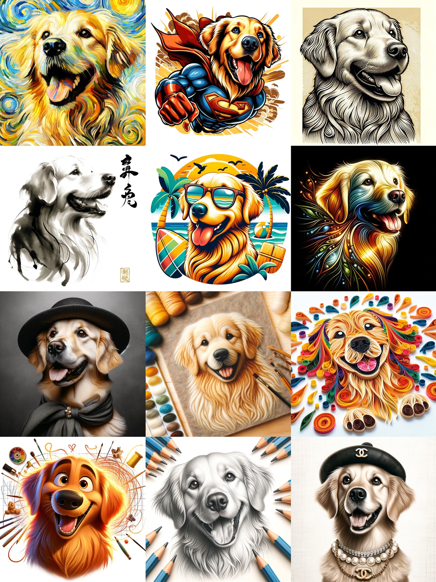 Artful Tails - Momo & Sasa Custom Pet Portrait - Pet in different art styles