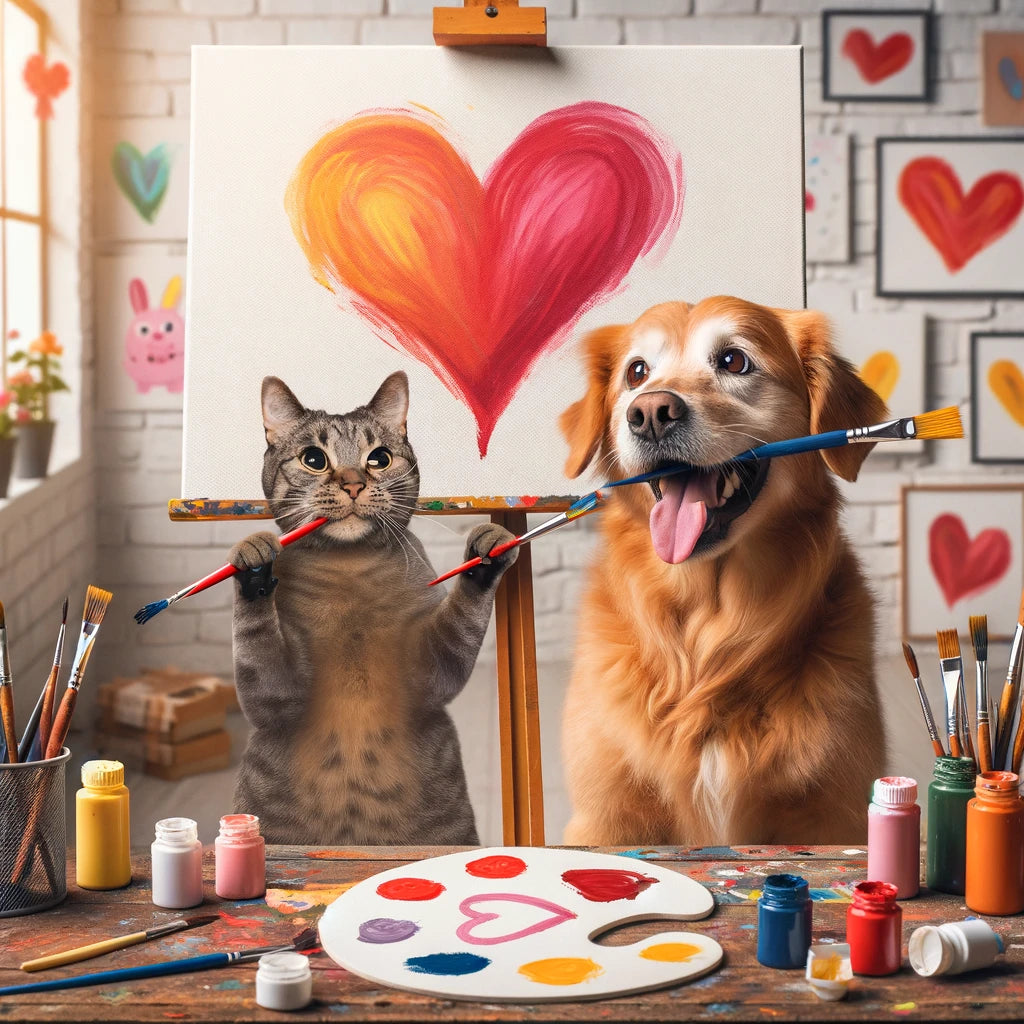 Hearts & Paws - Momo & Sasa Custom Pet Portrait - Valentine's Vignettes