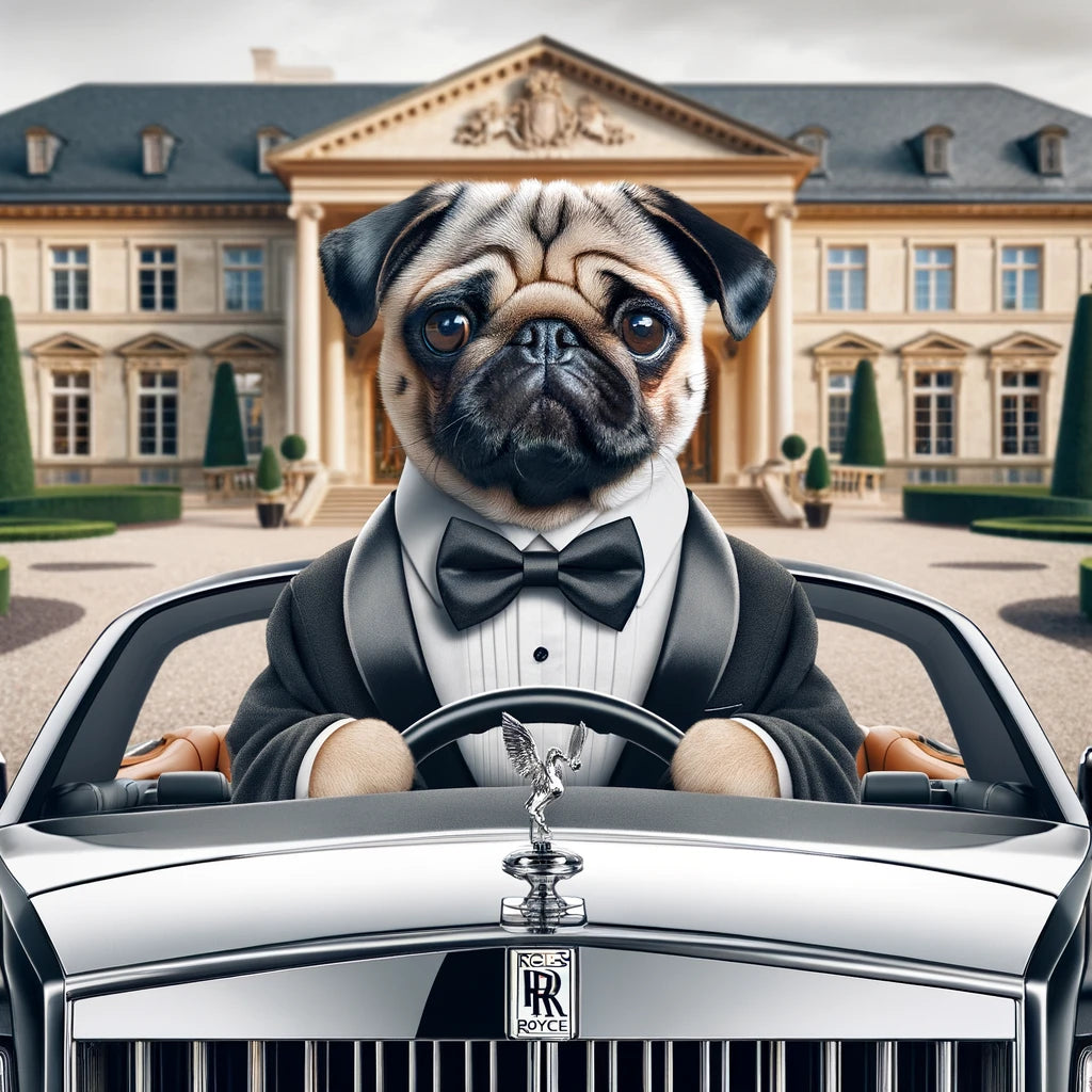 Luxury Lapaws - Momo & Sasa Custom Pet Portrait - Pet In Luxurious Car