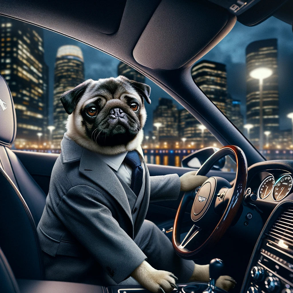 Luxury Lapaws - Momo & Sasa Custom Pet Portrait - Pet In Luxurious Car