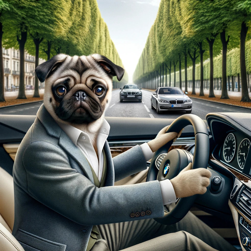 Luxury Lapaws - Momo & Sasa Custom Pet Portrait - Pet In Luxurious Car