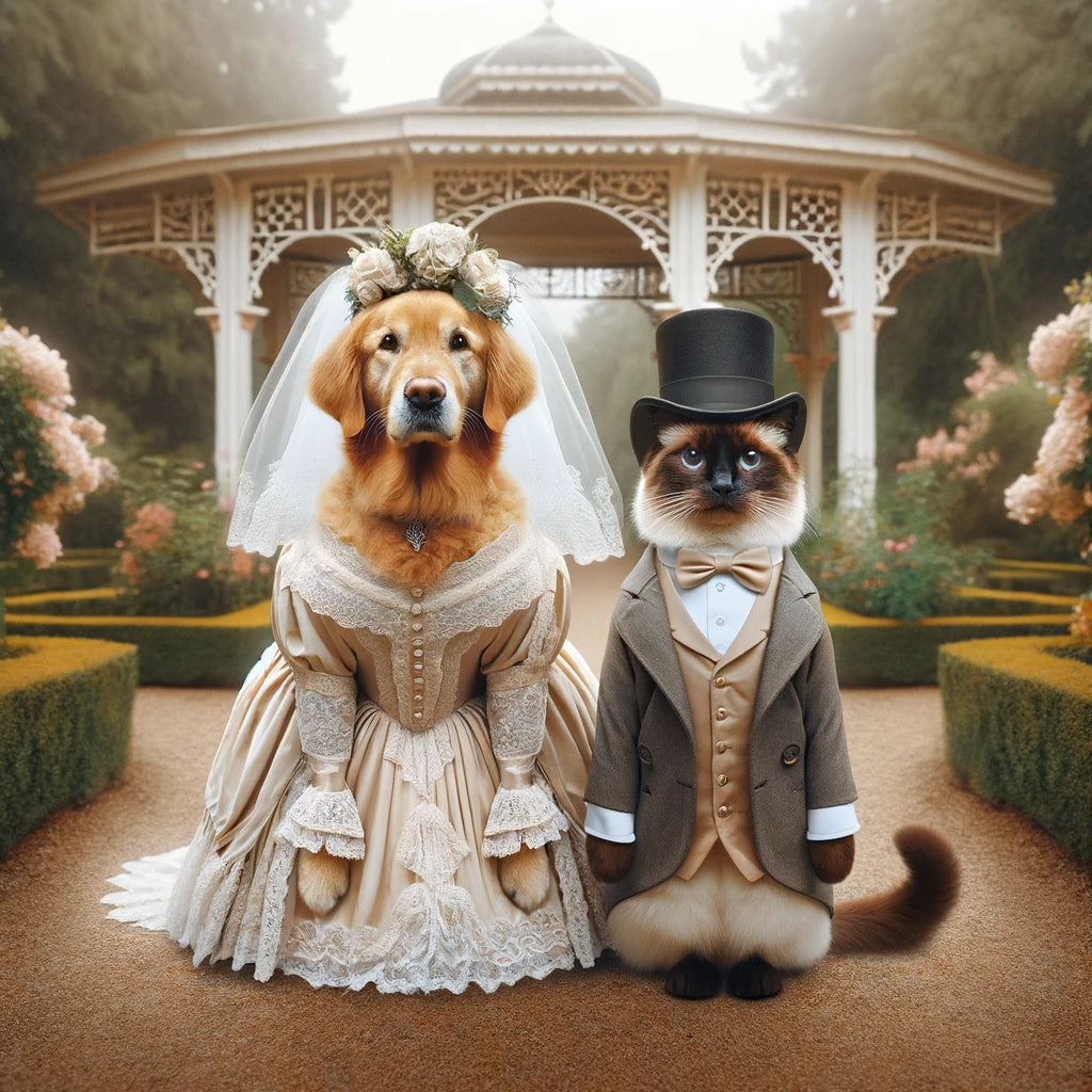 Nuptial Tails - Momo & Sasa Custom Pet Portrait - Pet Wedding