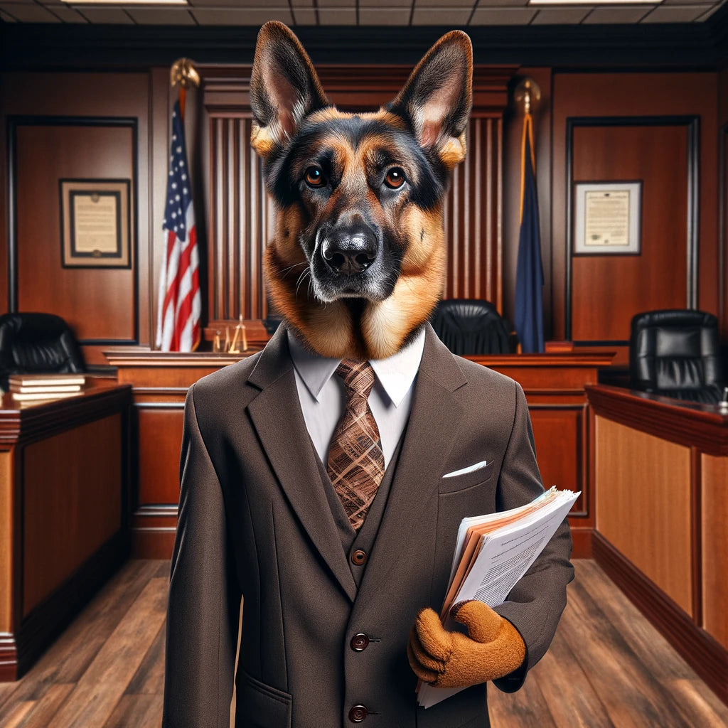 Judicial Jaws - Momo & Sasa Custom Pet Portrait - Pet In Courtroom