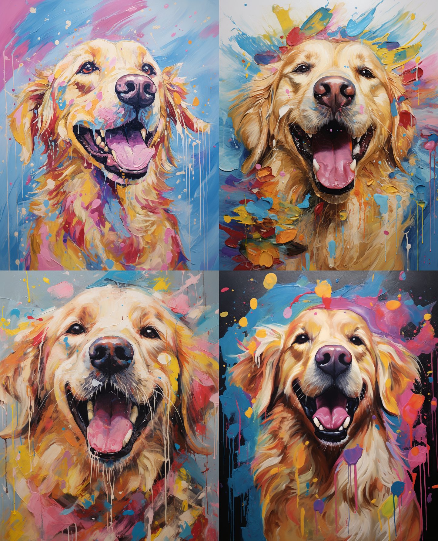 Palette Pooches - Momo & Sasa Custom Pet Portrait - Pet Drip Painting