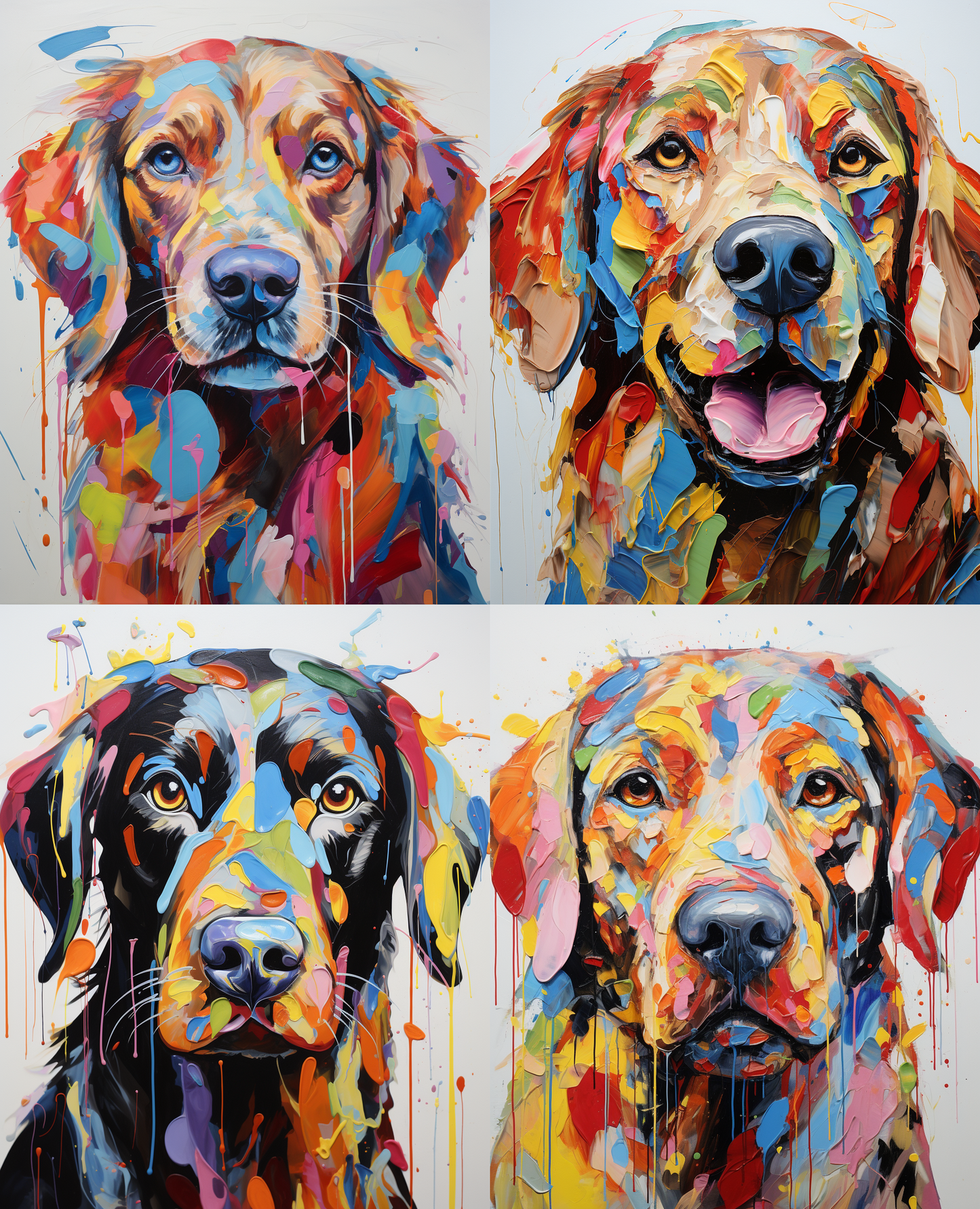 Palette Pooches - Momo & Sasa Custom Pet Portrait - Pet Drip Painting