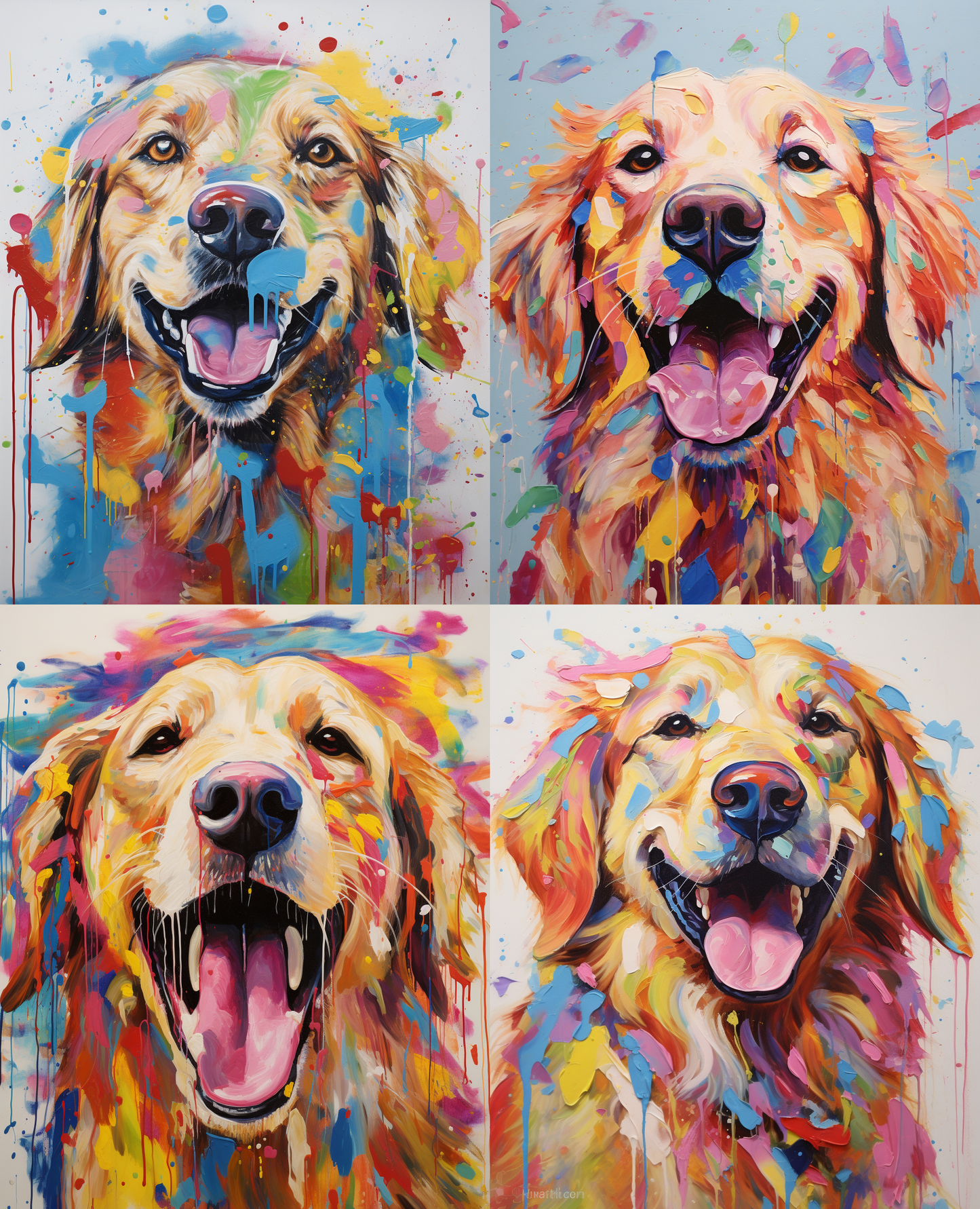 Palette Pooches - Momo & Sasa Custom Pet Portrait - Pet Drip Painting