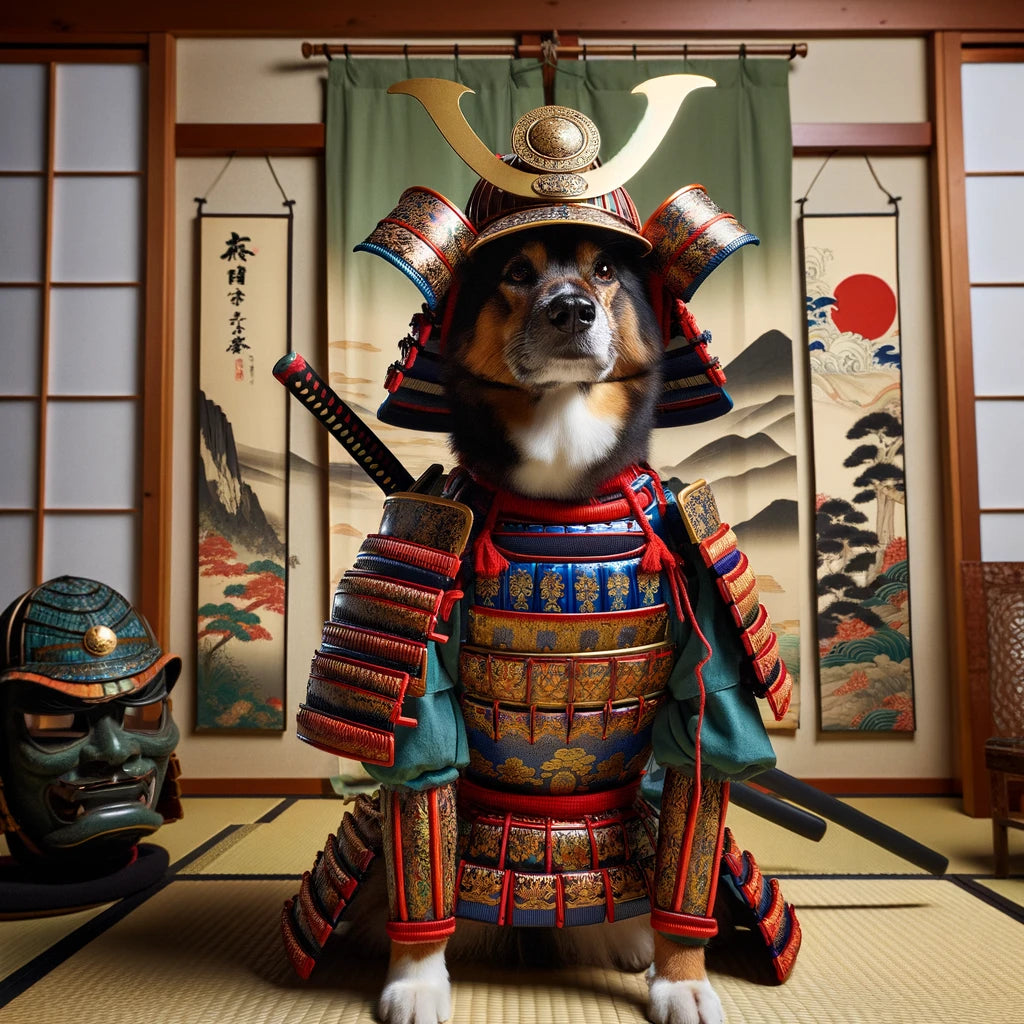 Samurai Spirit - Momo & Sasa Custom Pet Portrait - Pet In Samurai