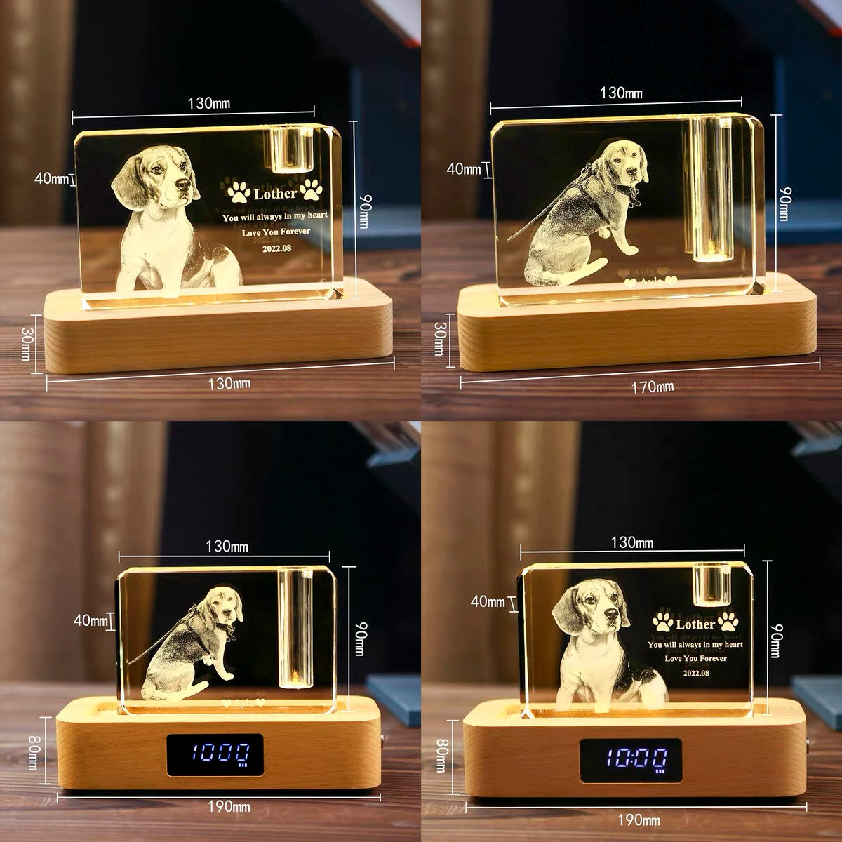 Custom pet crystal tower with digital clock - My Store