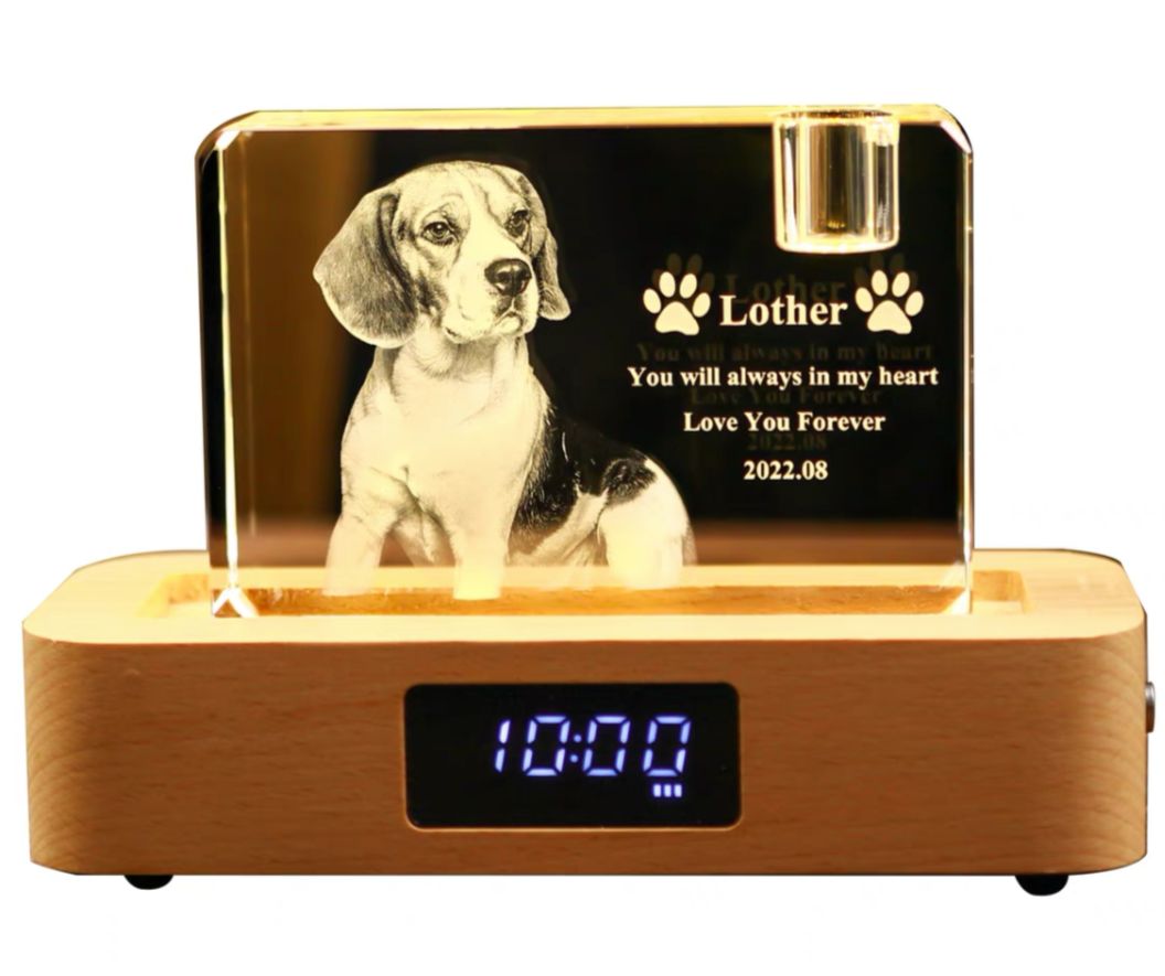 Custom pet crystal tower with digital clock - My Store